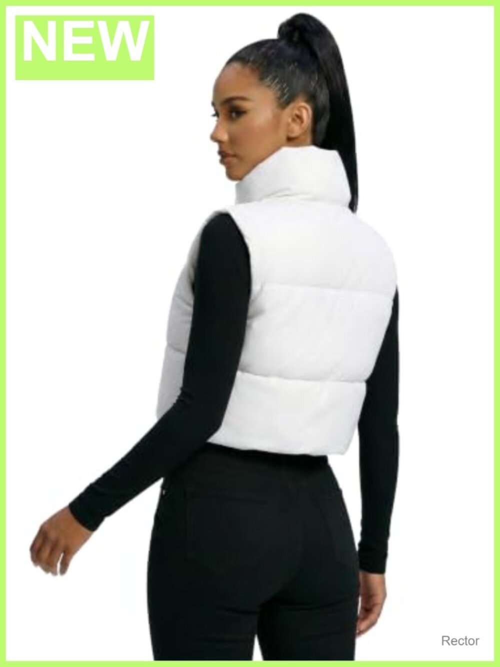 Women's Cropped Puffer Vest Lightweight Zip Pockets Stand Collar Quilted - Picture 4 of 6